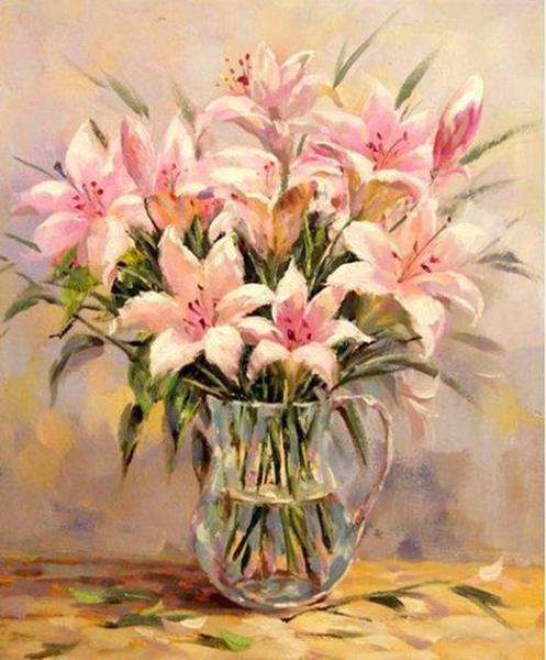 Pink Lilies Paint by Numbers 