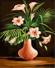 Load image into Gallery viewer, Pink Lilies &amp; Green Leaves Paint by Numbers