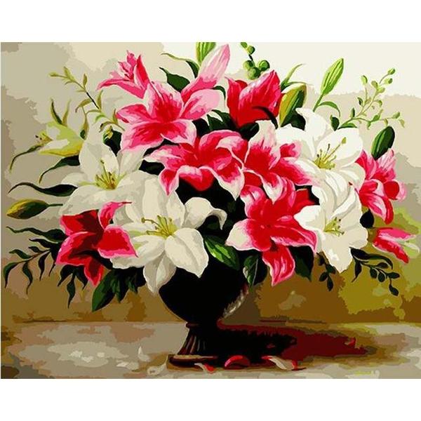 Pink & White Lilies Paint by Numbers