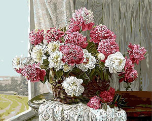 Pink & White Peonies Paint by Numbers 