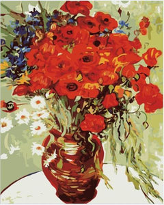 Poppies in Copper Vase Paint by Numbers