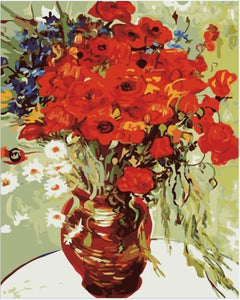 Poppies in Copper Vase Paint by Numbers