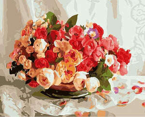 Pot full of Roses Paint by Numbers