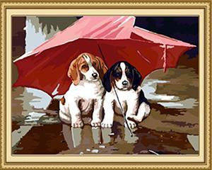 Pups & Umbrella Paint by Numbers