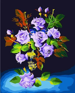 Purple Roses Paint by Numbers
