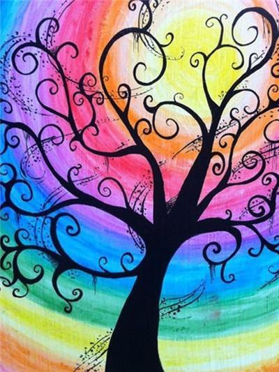 Rainbow Tree Paint by Diamonds 