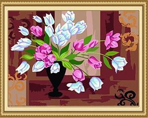 Pink & White Tulips Paint by Numbers