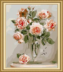 Roses in Glass Vase Paint by Numbers