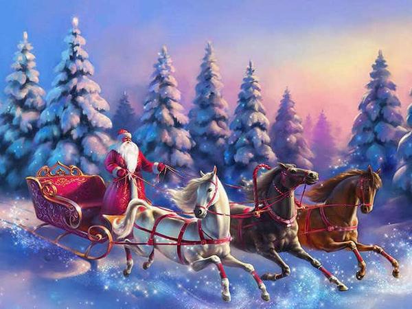Santa on Christmas Ride Paint by Diamonds
