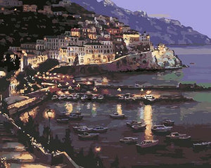 Seaside Night Scene Paint by Numbers