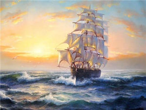 Ship in the Ocean Paint by Diamonds