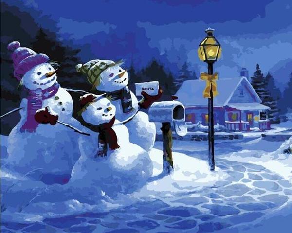 Snow Man Family Paint by Numbers