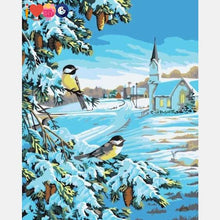 Load image into Gallery viewer, Snow Sparrows Paint by Numbers