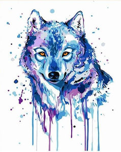 Splashy Wolf Paint by Numbers