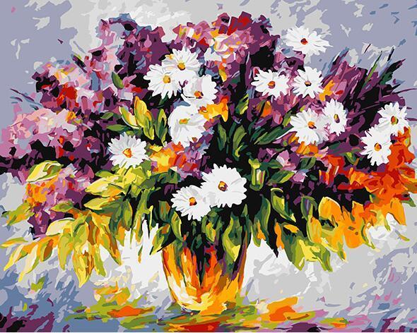 Striking White Daisies Paint by Numbers