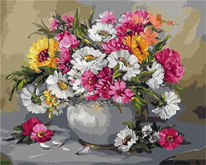 Stylish Flowers Vase Paint by Numbers