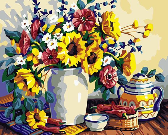 Sunflowers Still Life Paint by Numbers