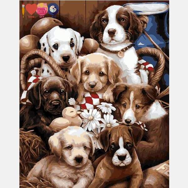 Sweet Puppies Paint by Numbers