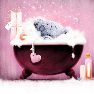 Teddy in Bath Tub Paint by Diamonds