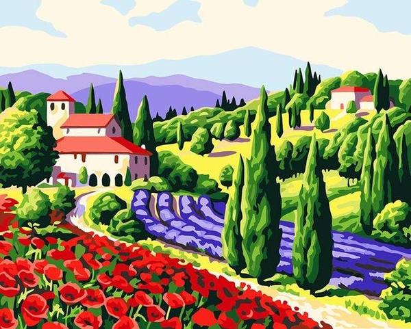 Tuscan Scene Paint by Numbers