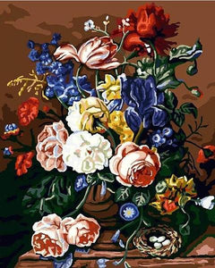 Vase of Garden Roses Paint by Numbers