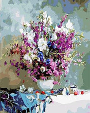 Load image into Gallery viewer, Vase of Sweet Pea Paint by Numbers