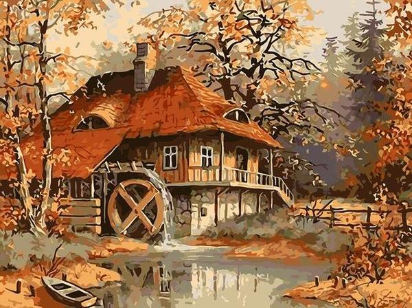 Vintage Watermill Paint by Numbers