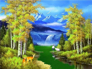 Waterfall & Forest Paint by Diamonds