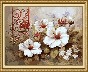 White Flowers Paint by Numbers