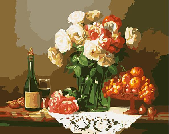 Wine, Fruits & Flowers Paint by Numbers