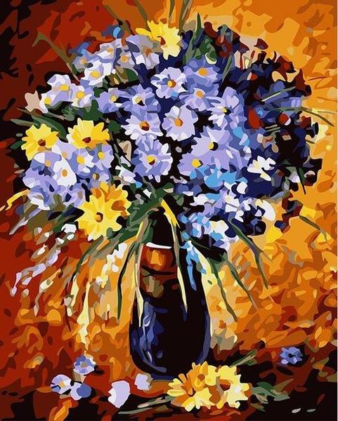 Yellow & Purple Daisies Paint by Numbers