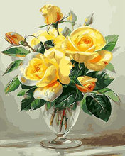 Load image into Gallery viewer, Yellow Roses in Glass Paint by Numbers