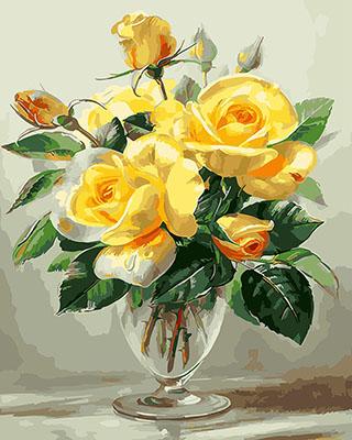 Yellow Roses in Glass Paint by Numbers