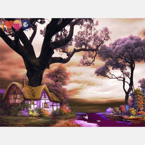Beautiful House By The River Painting