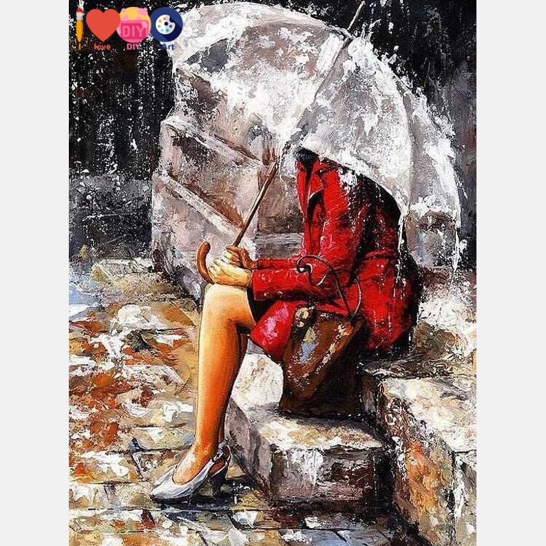 Girl In The Rain Painting
