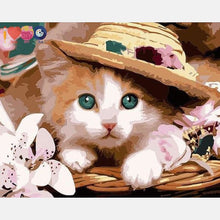 Load image into Gallery viewer, Cute Cat With A Hat Painting By Numbers