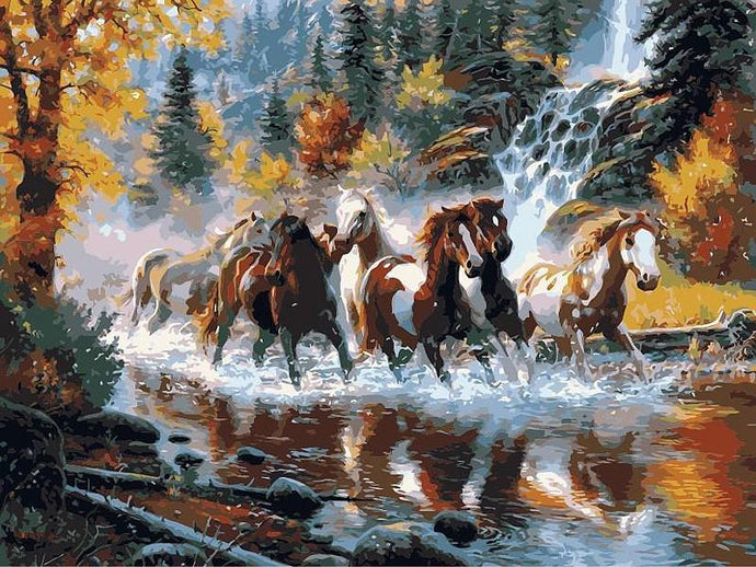 Horses Running in the River Painting DIY with Painting KIT