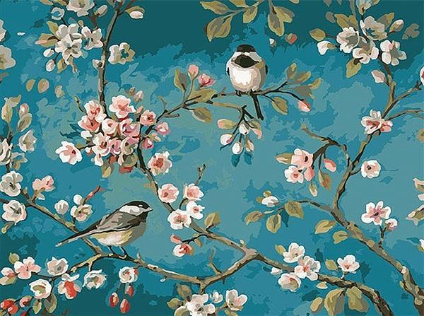 birds and flowers paint by numbers