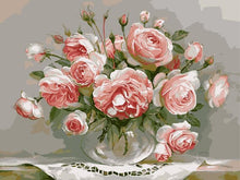 Load image into Gallery viewer, Pink Roses in Glass Vase DIY Painting - Paint by Numbers