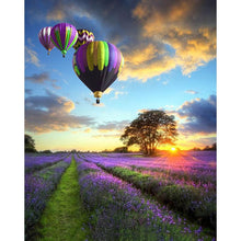 Load image into Gallery viewer, Sunset, Beautiful Balloons over Purple Fields - Paint by Numbers