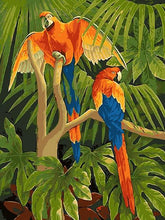 Load image into Gallery viewer, Macaw Parrots in Jungle DIY with Paint by Numbers