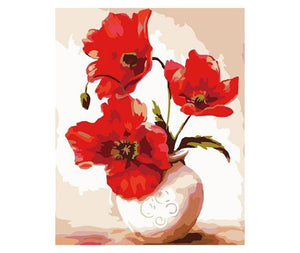 red flowers paint by numbers