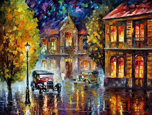 Car In The Rain Colorful DIY Painting - Paint by Numbers