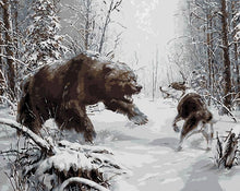 Load image into Gallery viewer, Brown Bear vs Wolf Painting by Numbers Kit - Paint it Yourself