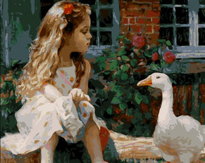 Cute Little Girl Painting - Paint by Numbers