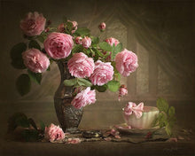 Load image into Gallery viewer, pink roses painting kit by numbers