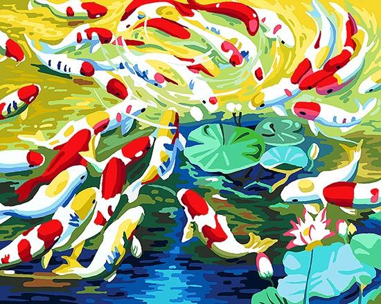 Fish in the Pond Painting - Paint by Numbers