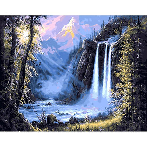 Mountain Waterfall Landscape DIY Painting By Numbers Kit