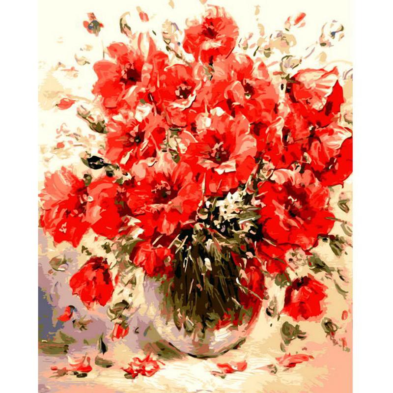 Artistic Red Flower Painting - Paint by Numbers