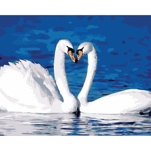 Swan Couple Forming Heart Paint by numbers - Beautiful Gift